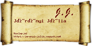 Járányi Júlia névjegykártya